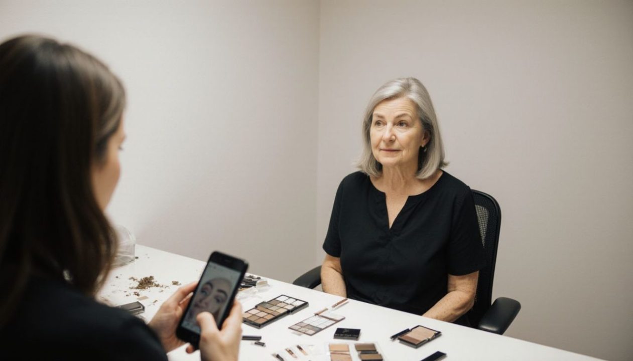 complementary consultation with mimi for eyebrow correction service for senior women in sydney