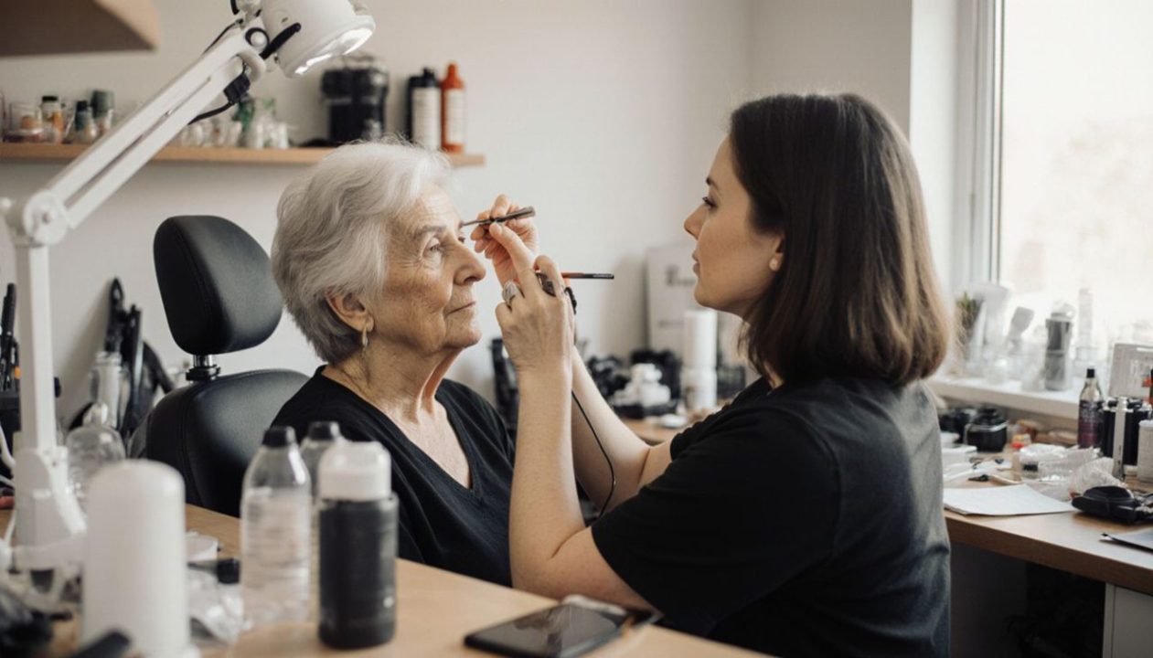 eyebrow mapping and correction in progress in sydney microblading studio